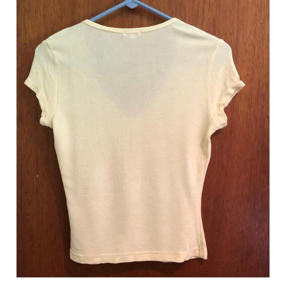 XOXO, Yellow, short sleeve, stretchy, women's top, Size Medium, Made in USA - Picture 2 of 6